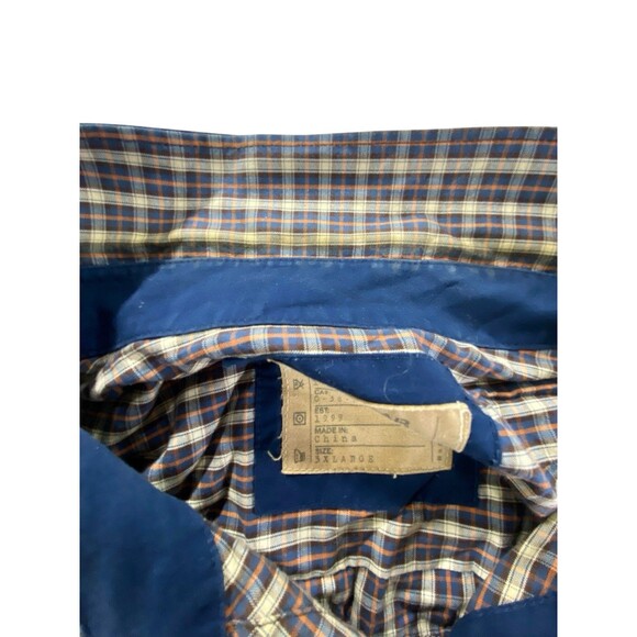 Vintage 1999 Rocawear 3XL Plaid Button Up Shirt Brown Embroidered Back Y2K R+ - Picture 8 of 15